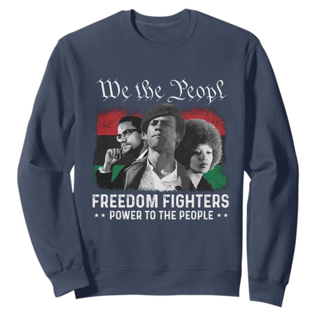 Vintage Black Panther Party Sweatshirt Huey P. Newton Malcolm X Angela Davis Black History TS10 Navy Print Your Wear