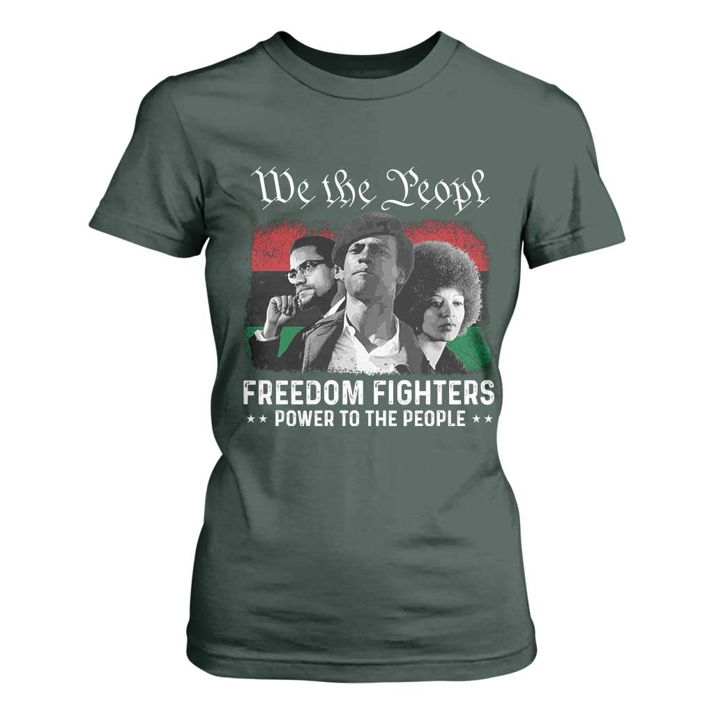 Vintage Black Panther Party T Shirt For Women Huey P. Newton Malcolm X Angela Davis Black History TS10 Dark Forest Green Print Your Wear