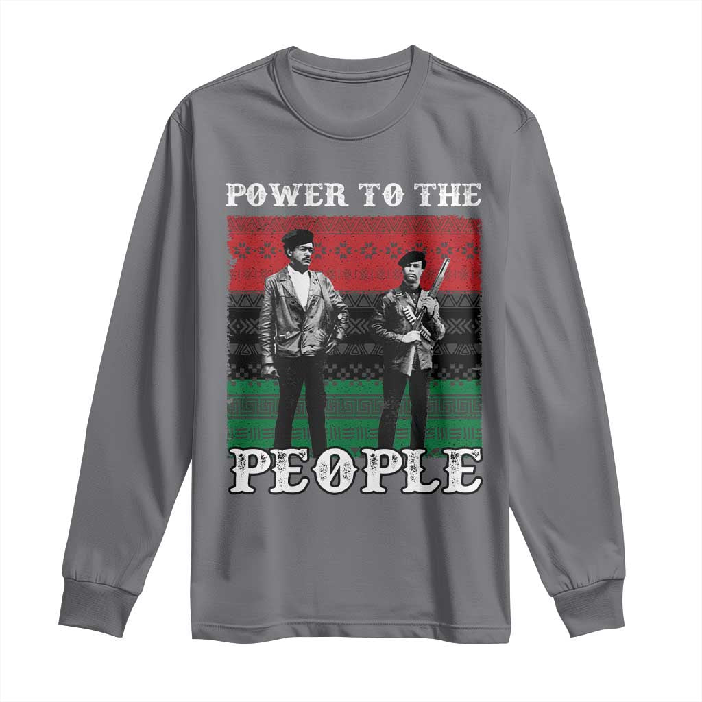 Vintage Black Panthers Party Long Sleeve Shirt Power To The People Self Defense Black History TS10 Charcoal Print Your Wear