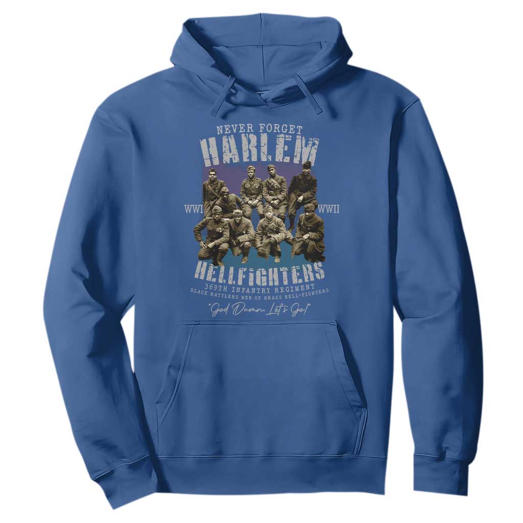 Halem Hellfighters Hoodie African American Black Military History Soldiers WWI WWII TS10 Royal Blue Print Your Wear
