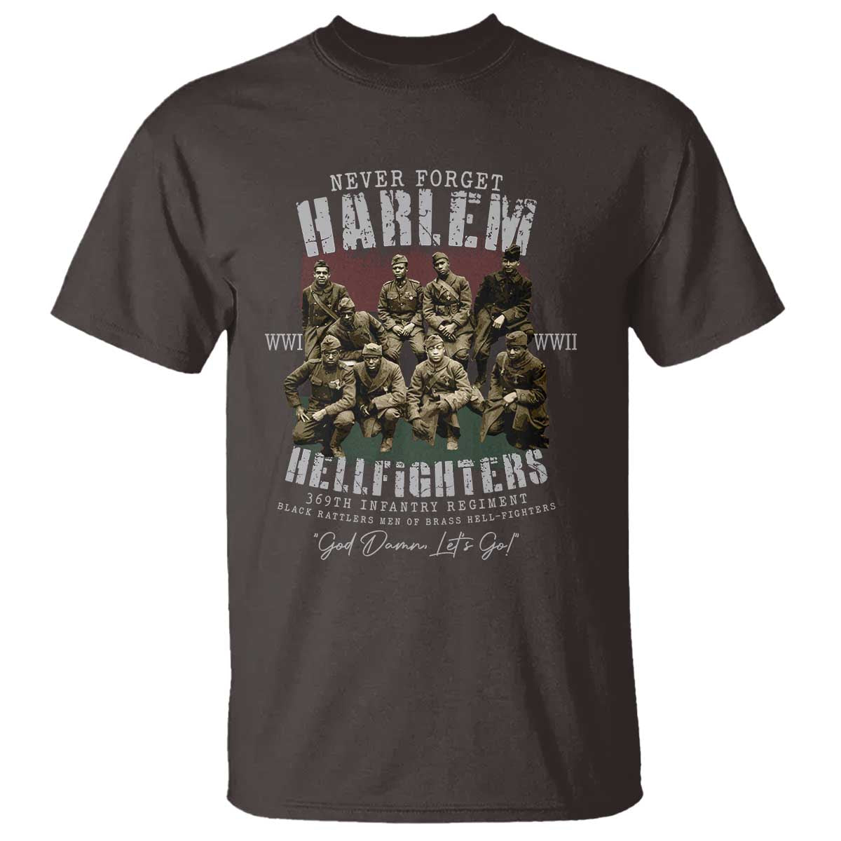 Halem Hellfighters T Shirt African American Black Military History Soldiers WWI WWII TS10 Dark Chocolate Print Your Wear