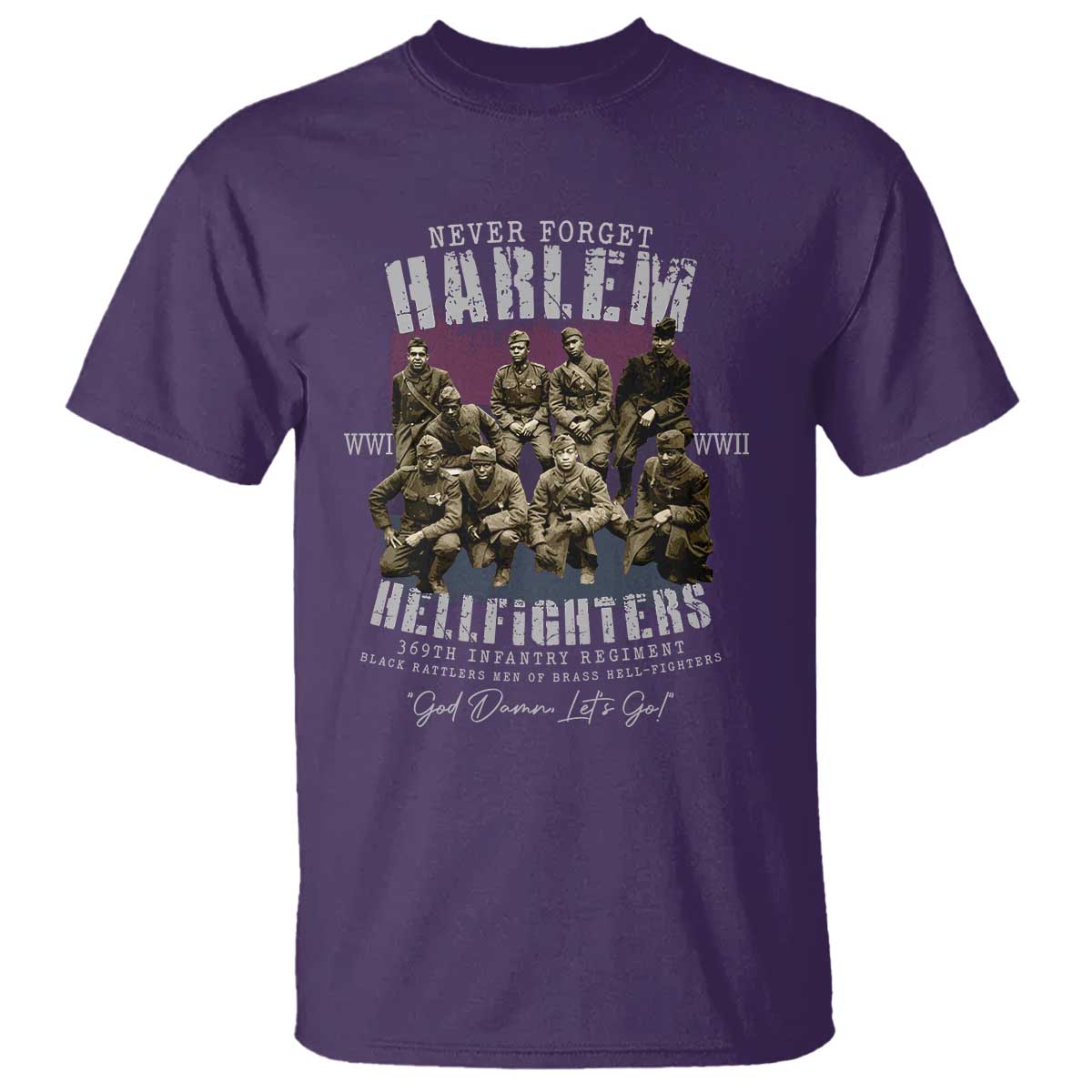 Halem Hellfighters T Shirt African American Black Military History Soldiers WWI WWII TS10 Purple Print Your Wear