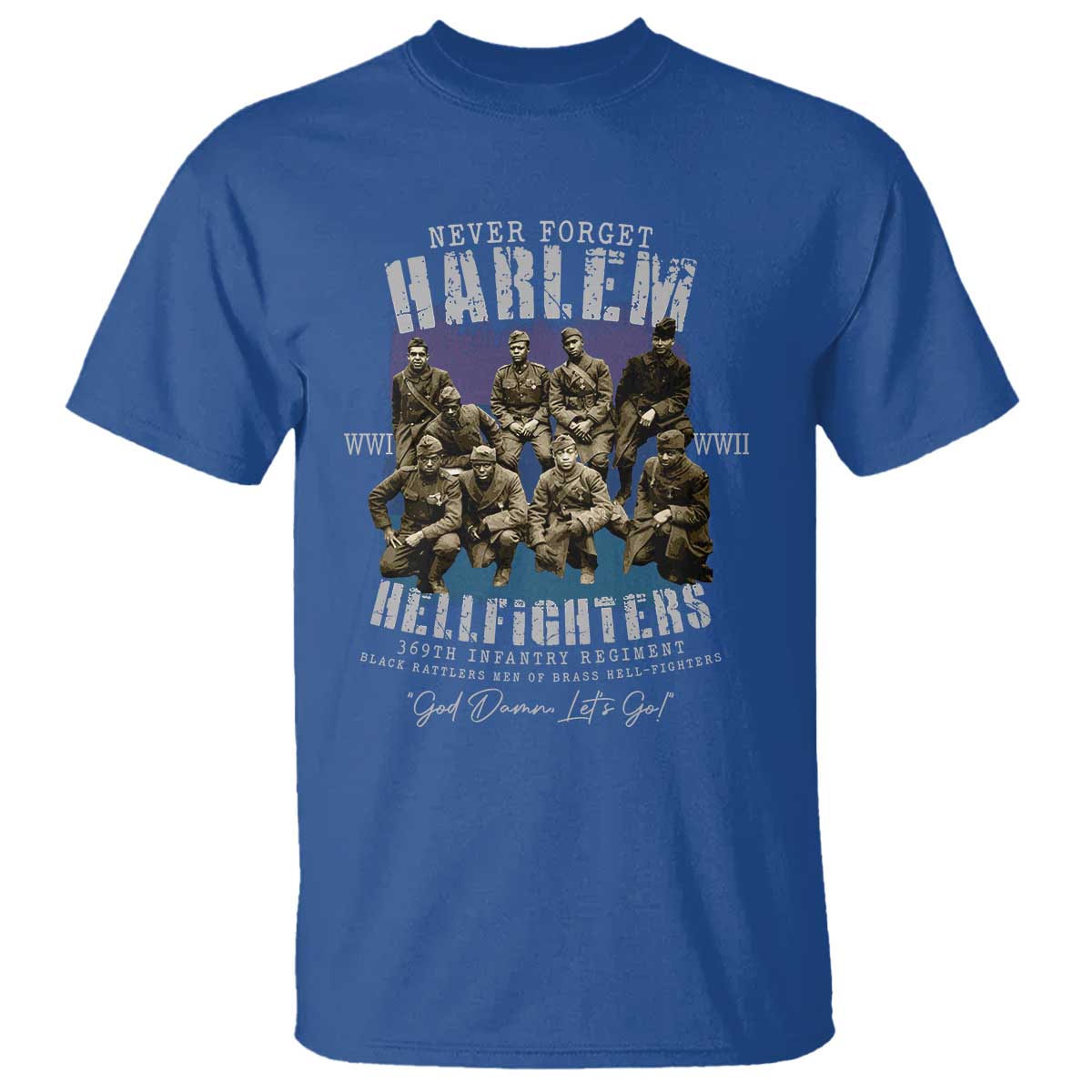 Halem Hellfighters T Shirt African American Black Military History Soldiers WWI WWII TS10 Royal Blue Print Your Wear