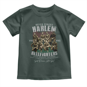 Halem Hellfighters Toddler T Shirt African American Black Military History Soldiers WWI WWII TS10 Dark Forest Green Print Your Wear