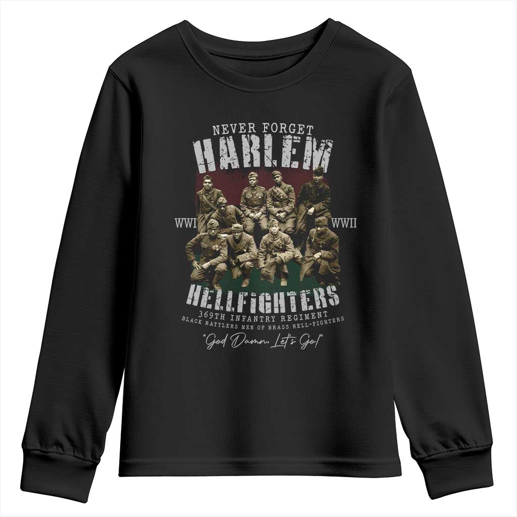 Halem Hellfighters Youth Sweatshirt African American Black Military History Soldiers WWI WWII TS10 Black Print Your Wear
