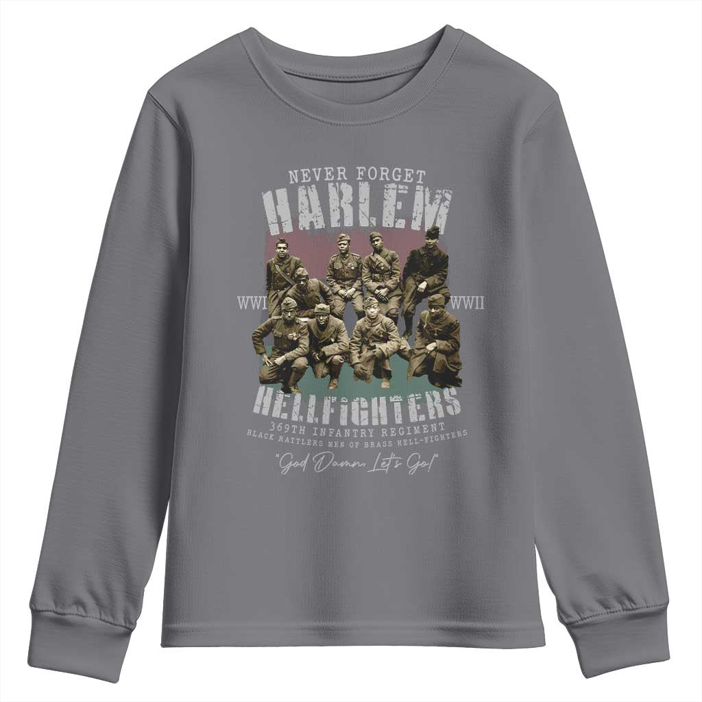 Halem Hellfighters Youth Sweatshirt African American Black Military History Soldiers WWI WWII TS10 Charcoal Print Your Wear