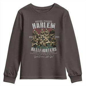 Halem Hellfighters Youth Sweatshirt African American Black Military History Soldiers WWI WWII TS10 Dark Chocolate Print Your Wear