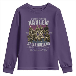 Halem Hellfighters Youth Sweatshirt African American Black Military History Soldiers WWI WWII TS10 Purple Print Your Wear