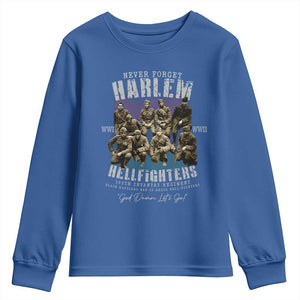 Halem Hellfighters Youth Sweatshirt African American Black Military History Soldiers WWI WWII TS10 Royal Blue Print Your Wear