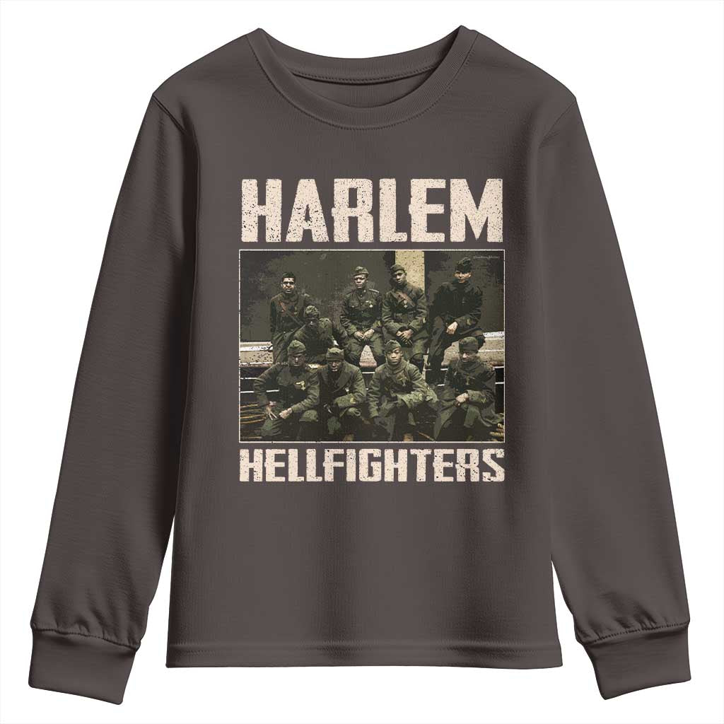 Halem Hellfighters Youth Sweatshirt USA Black Military History Soldiers WWI WWII TS10 Dark Chocolate Print Your Wear