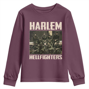 Halem Hellfighters Youth Sweatshirt USA Black Military History Soldiers WWI WWII TS10 Maroon Print Your Wear