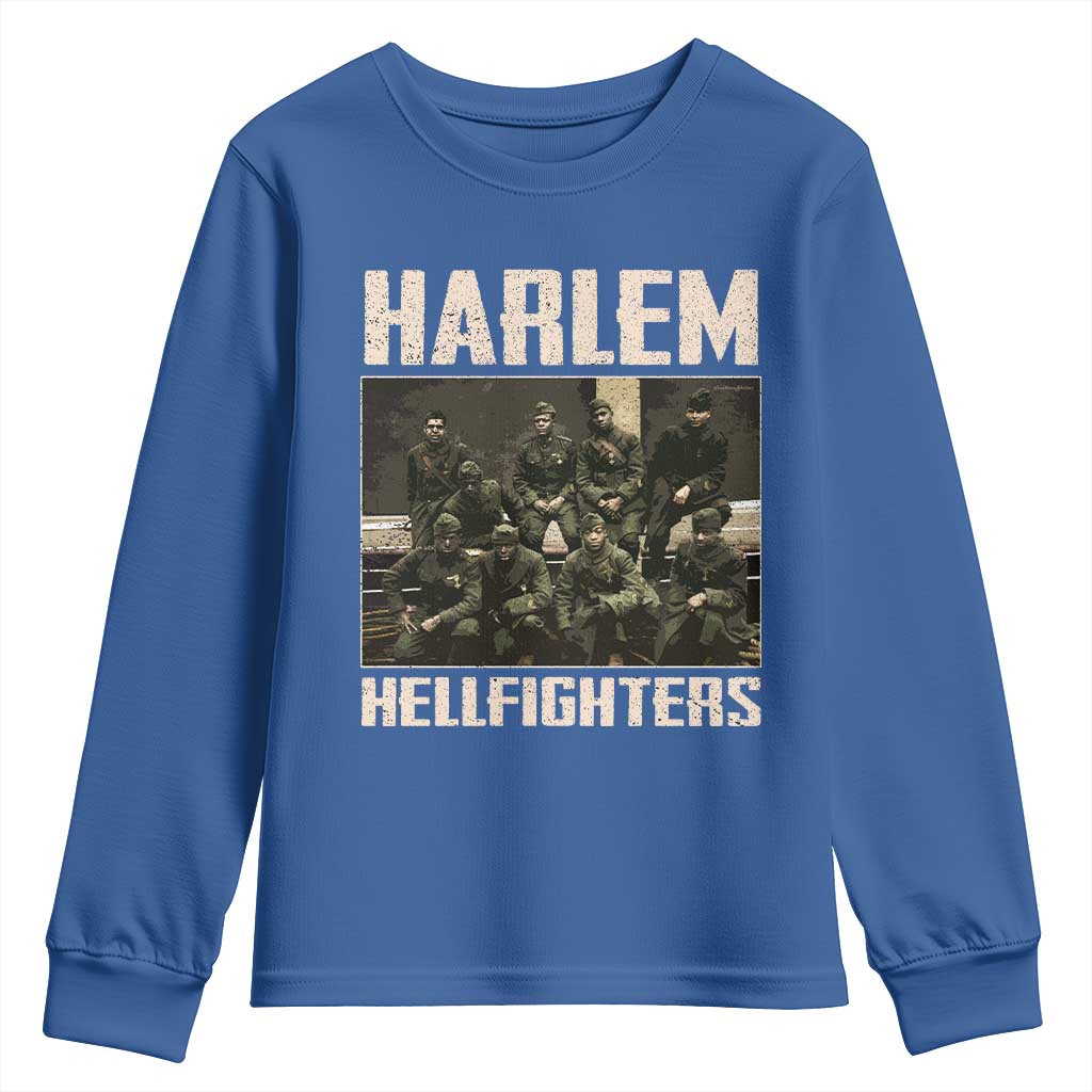 Halem Hellfighters Youth Sweatshirt USA Black Military History Soldiers WWI WWII TS10 Royal Blue Print Your Wear