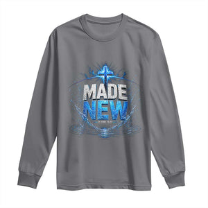 Christian Baptism Long Sleeve Shirt Made Water Bible Verse Baptized TS10 Charcoal Print Your Wear