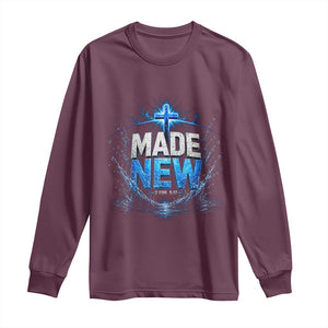 Christian Baptism Long Sleeve Shirt Made Water Bible Verse Baptized TS10 Maroon Print Your Wear