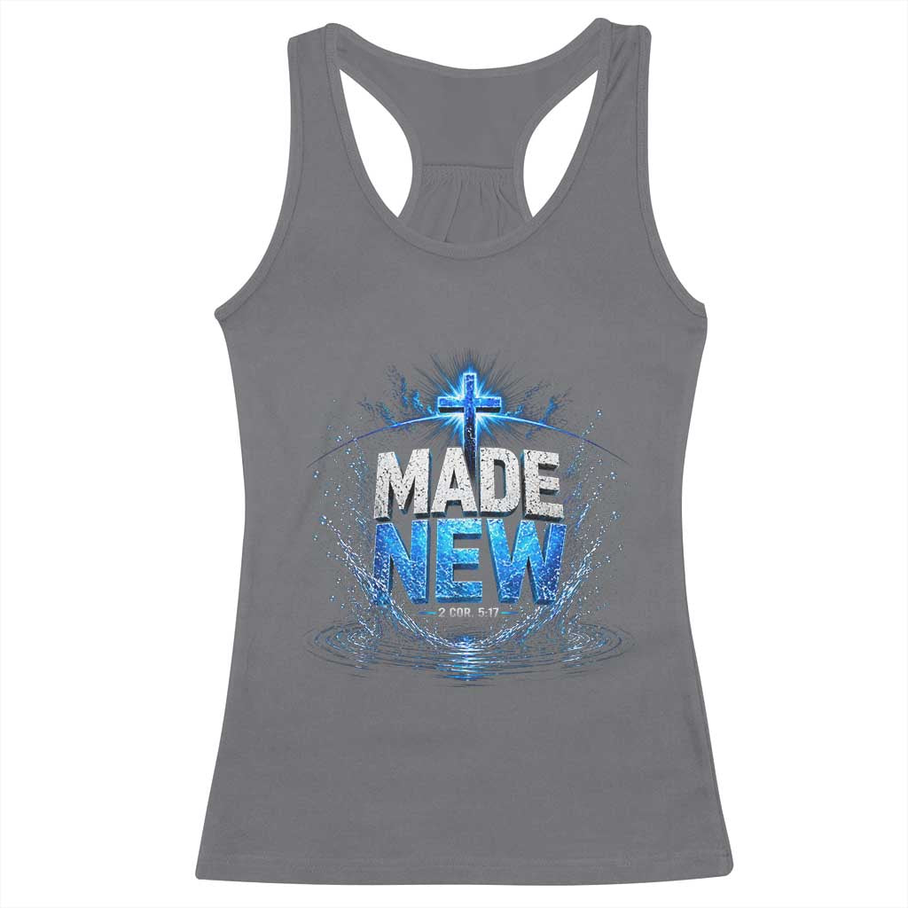 Christian Baptism Racerback Tank Top Made Water Bible Verse Baptized TS10 Charcoal Print Your Wear