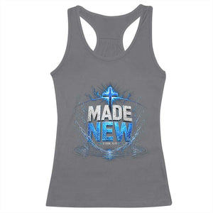 Christian Baptism Racerback Tank Top Made Water Bible Verse Baptized TS10 Charcoal Print Your Wear