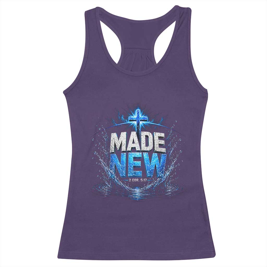 Christian Baptism Racerback Tank Top Made Water Bible Verse Baptized TS10 Purple Print Your Wear