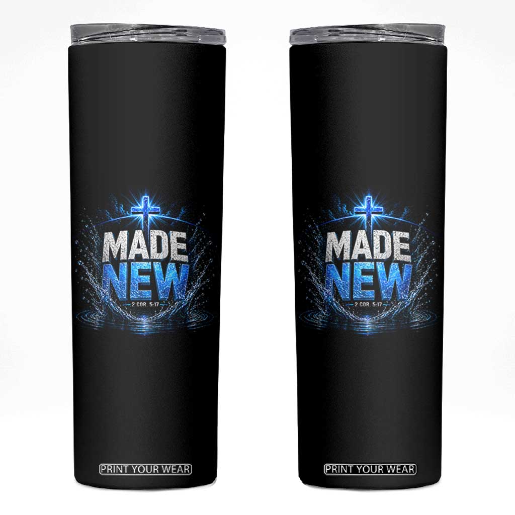 Christian Baptism Skinny Tumbler Made Water Bible Verse Baptized TS10 Black Print Your Wear