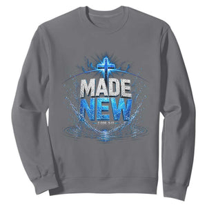Christian Baptism Sweatshirt Made Water Bible Verse Baptized TS10 Charcoal Print Your Wear