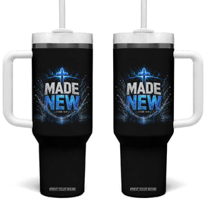 Christian Baptism Tumbler With Handle Made Water Bible Verse Baptized TS10 One Size: 40 oz Black Print Your Wear