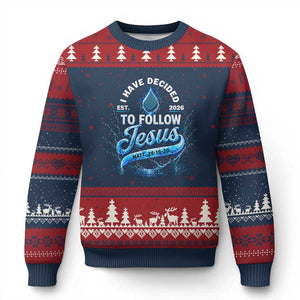New Baptist Believer Ugly Christmas Sweater Have Decided To Follow Jesus 2026 TS10 Navy Red Print Your Wear