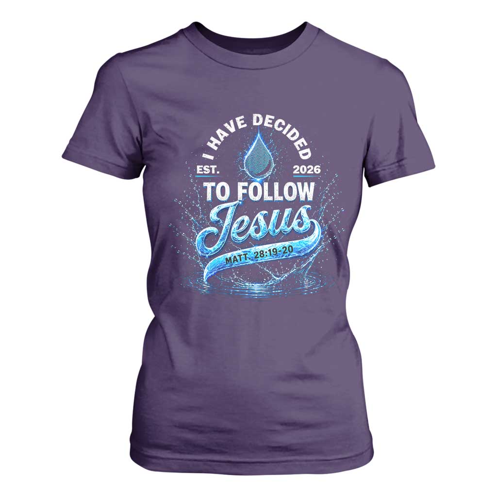 New Baptist Believer T Shirt For Women Have Decided To Follow Jesus 2026 TS10 Purple Print Your Wear
