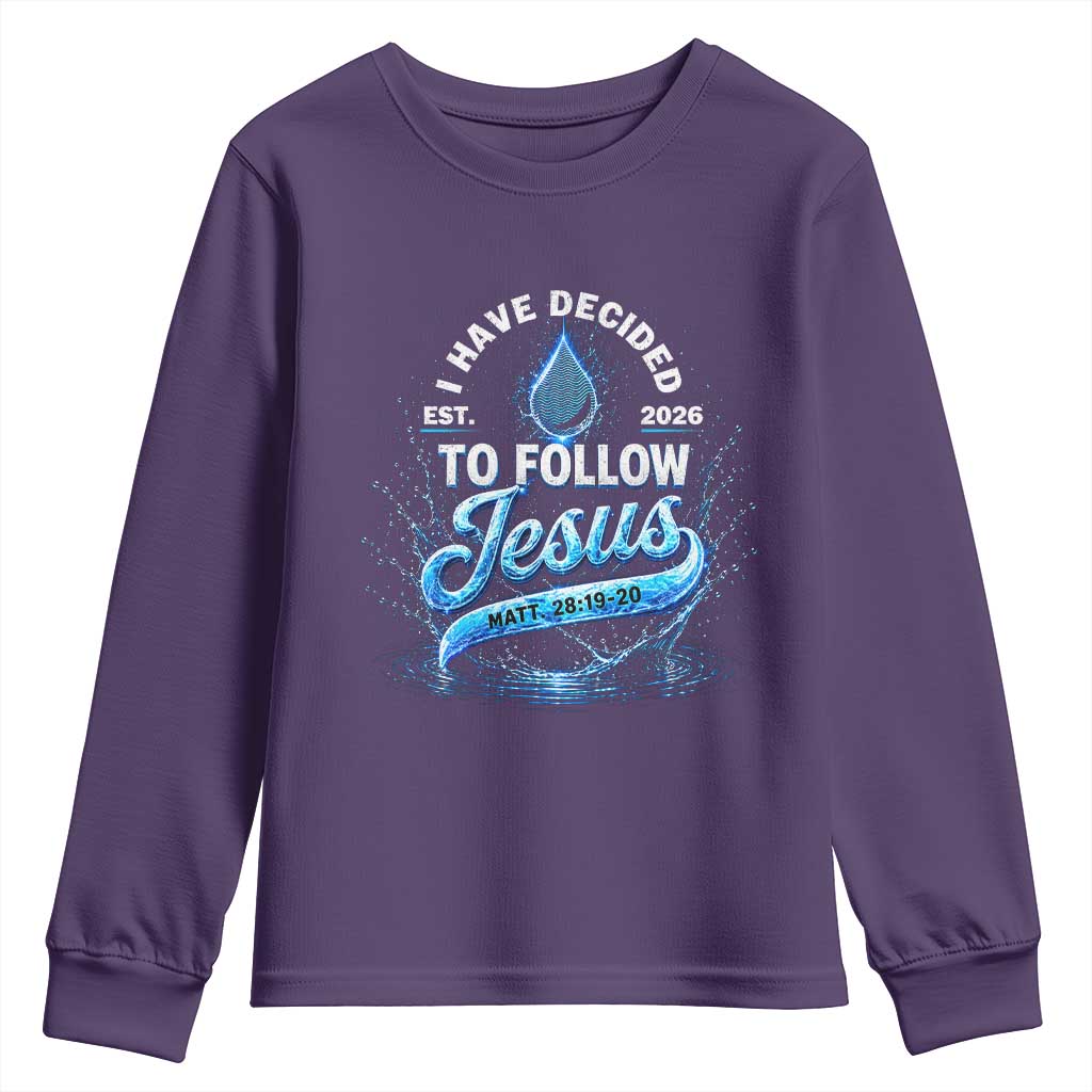 New Baptist Believer Youth Sweatshirt Have Decided To Follow Jesus 2026 TS10 Purple Print Your Wear