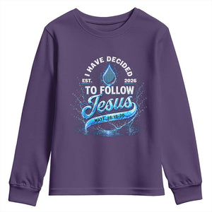 New Baptist Believer Youth Sweatshirt Have Decided To Follow Jesus 2026 TS10 Purple Print Your Wear