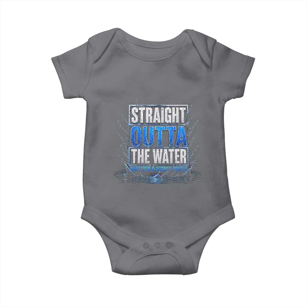 Baptism Baby Onesie Straight Outta Water Christian Baptized TS10 Charcoal Print Your Wear