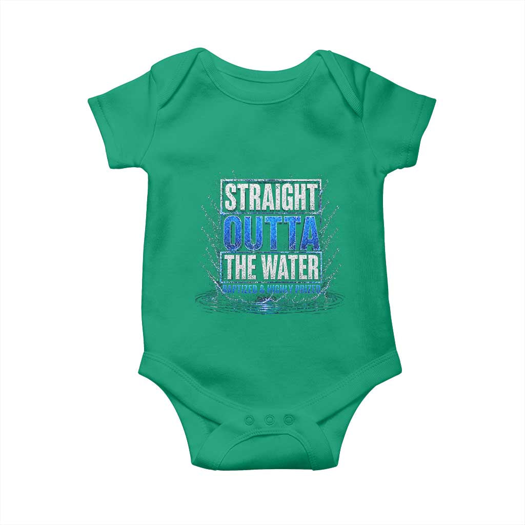 Baptism Baby Onesie Straight Outta Water Christian Baptized TS10 Irish Green Print Your Wear