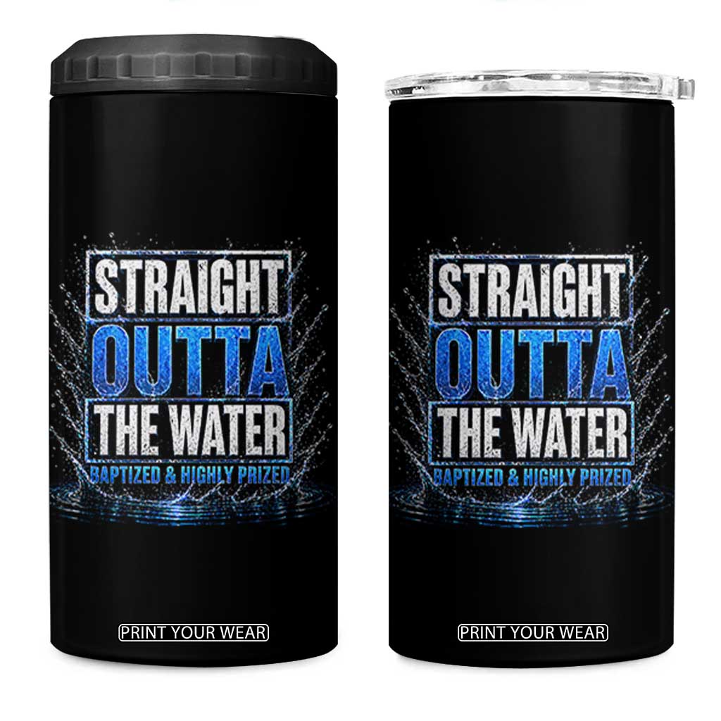 Baptism 4 in 1 Can Cooler Tumbler Straight Outta Water Christian Baptized TS10 One Size: 16 oz Black Print Your Wear