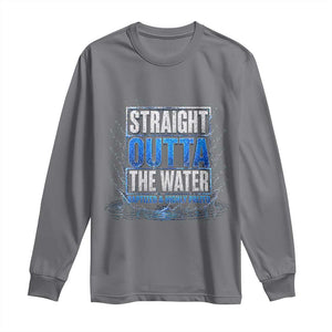 Baptism Long Sleeve Shirt Straight Outta Water Christian Baptized TS10 Charcoal Print Your Wear
