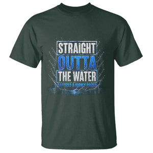 Baptism T Shirt Straight Outta Water Christian Baptized TS10 Dark Forest Green Print Your Wear