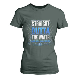Baptism T Shirt For Women Straight Outta Water Christian Baptized TS10 Dark Forest Green Print Your Wear