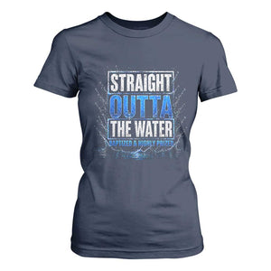Baptism T Shirt For Women Straight Outta Water Christian Baptized TS10 Navy Print Your Wear