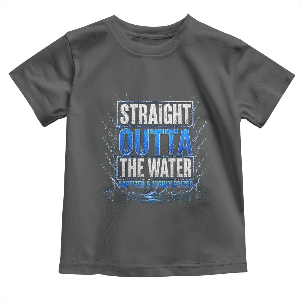 Baptism Toddler T Shirt Straight Outta Water Christian Baptized TS10 Dark Heather Print Your Wear