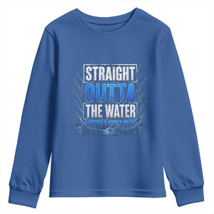 Baptism Youth Sweatshirt Straight Outta Water Christian Baptized TS10 Royal Blue Print Your Wear