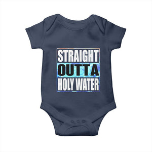 Straight Outta Holy Water Baby Onesie Baptismal Baptism Christening TS10 Navy Print Your Wear