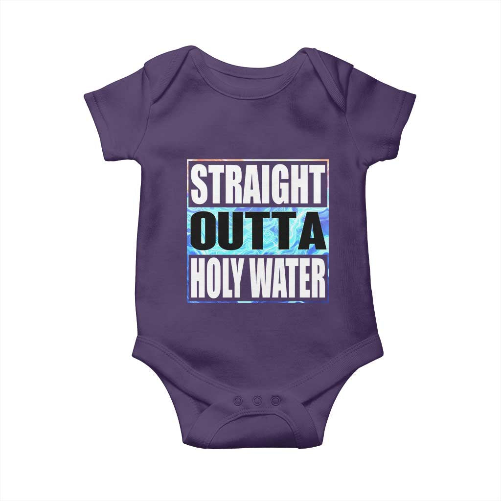 Straight Outta Holy Water Baby Onesie Baptismal Baptism Christening TS10 Purple Print Your Wear
