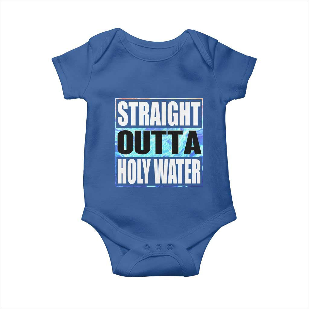 Straight Outta Holy Water Baby Onesie Baptismal Baptism Christening TS10 Royal Blue Print Your Wear