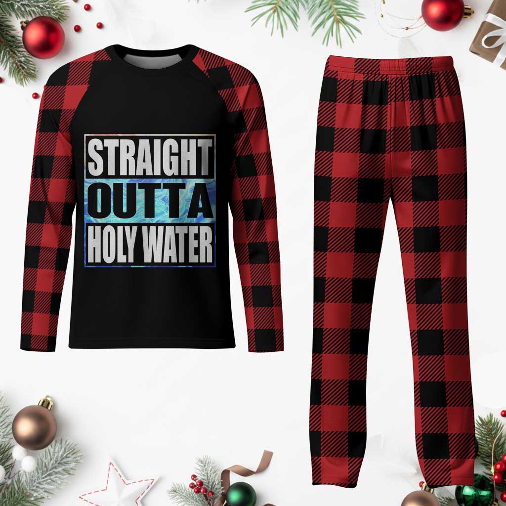 Straight Outta Holy Water Plaid Pajama Set Baptismal Baptism Christening TS10 Buffalo Plaid Print Your Wear