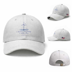 New Believer Baseball Cap I Have Decided To Follow Jesus In Baptism Cross Water TS10 Baseball Cap Universal Fit White Print Your Wear