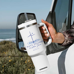 New Believer Tumbler With Handle I Have Decided To Follow Jesus In Baptism Cross Water TS10 Print Your Wear