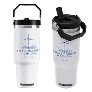 New Believer Flip Straw Tumbler I Have Decided To Follow Jesus In Baptism Cross Water TS10 One Size: 30 oz White Print Your Wear