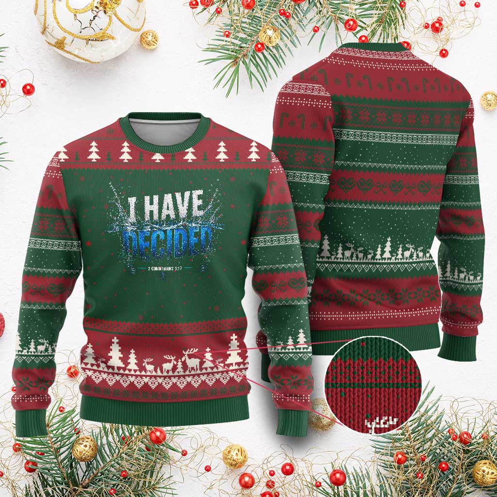 Christian Baptism Ugly Christmas Sweater New Believer Water Immersion Baptized I Have Decided TS10 Red Green Print Your Wear