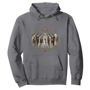 Catholic Saint Hoodie Pray Like A Girl Vintage Christian Faith Inspired TS10 Charcoal Print Your Wear