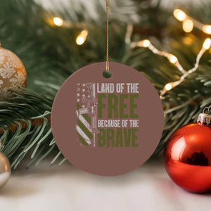 Land of the Free Because of the Brave Ceramic Ornament Gun American Flag TS10 1pc Mocha Print Your Wear