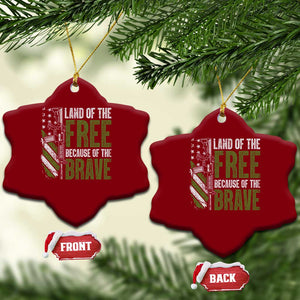Land of the Free Because of the Brave Ceramic Ornament Gun American Flag TS10 Print Your Wear
