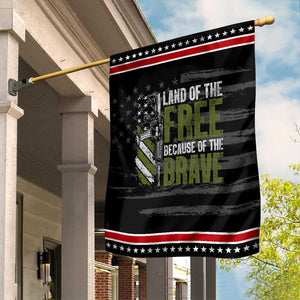 Land of the Free Because of the Brave Garden Flag Gun American Flag TS10 Distressed Black Red Print Your Wear