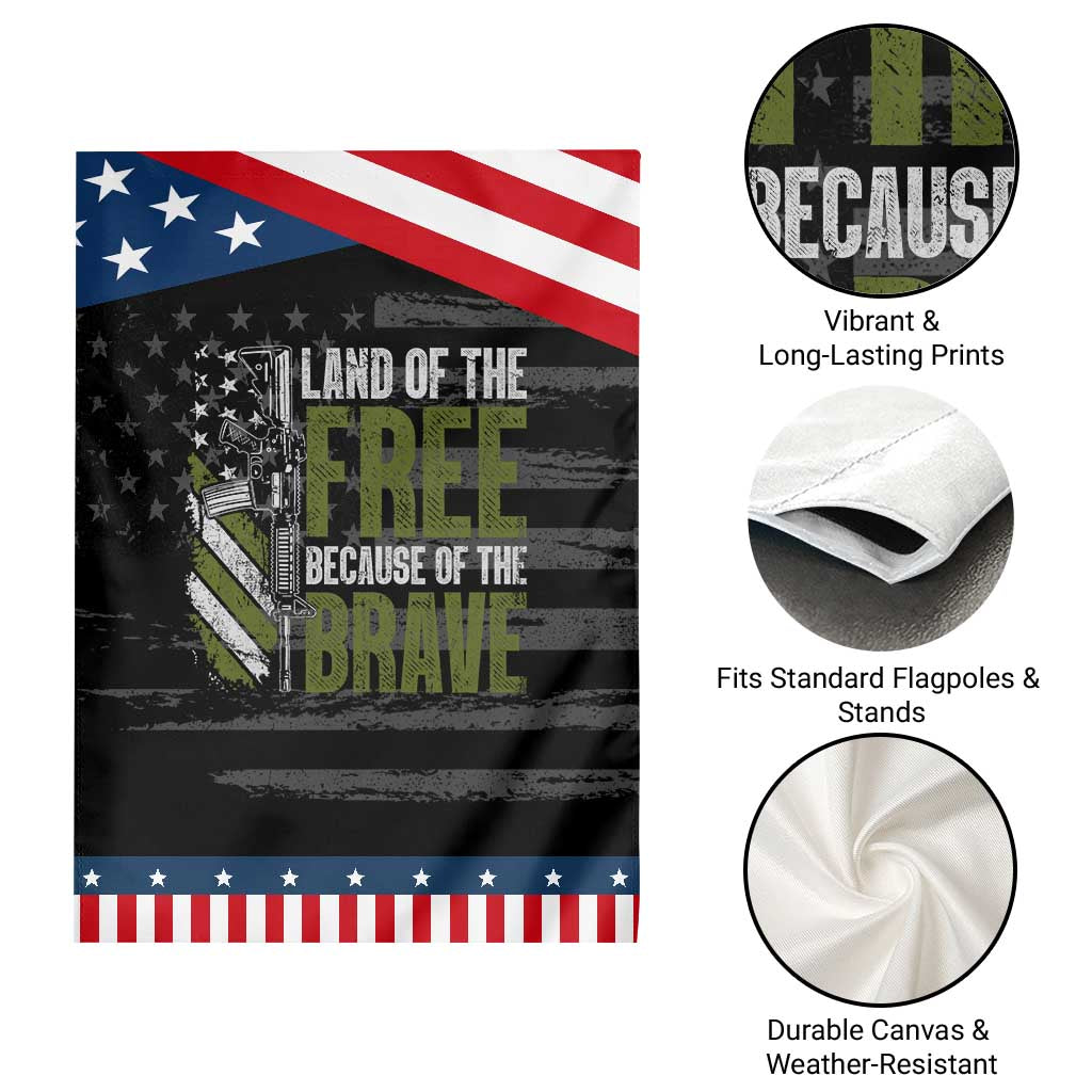 Land of the Free Because of the Brave Garden Flag Gun American Flag TS10 Print Your Wear